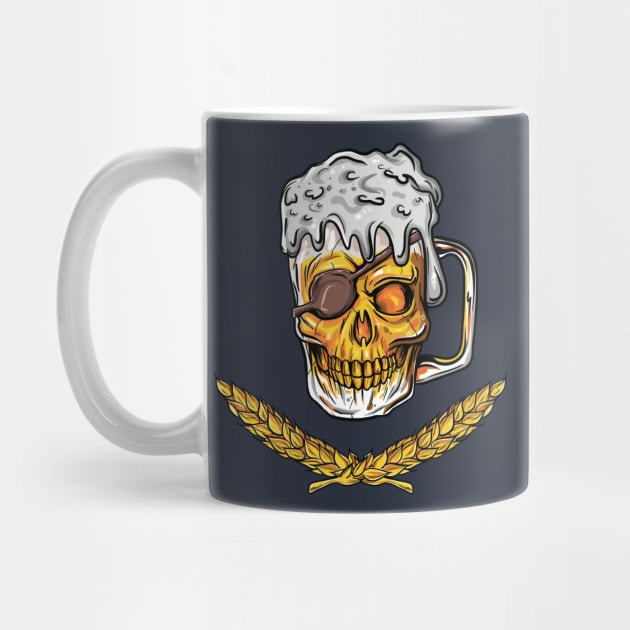 Pirate Skull Beer Mug Malt Men Women Drinking Gift by Freid